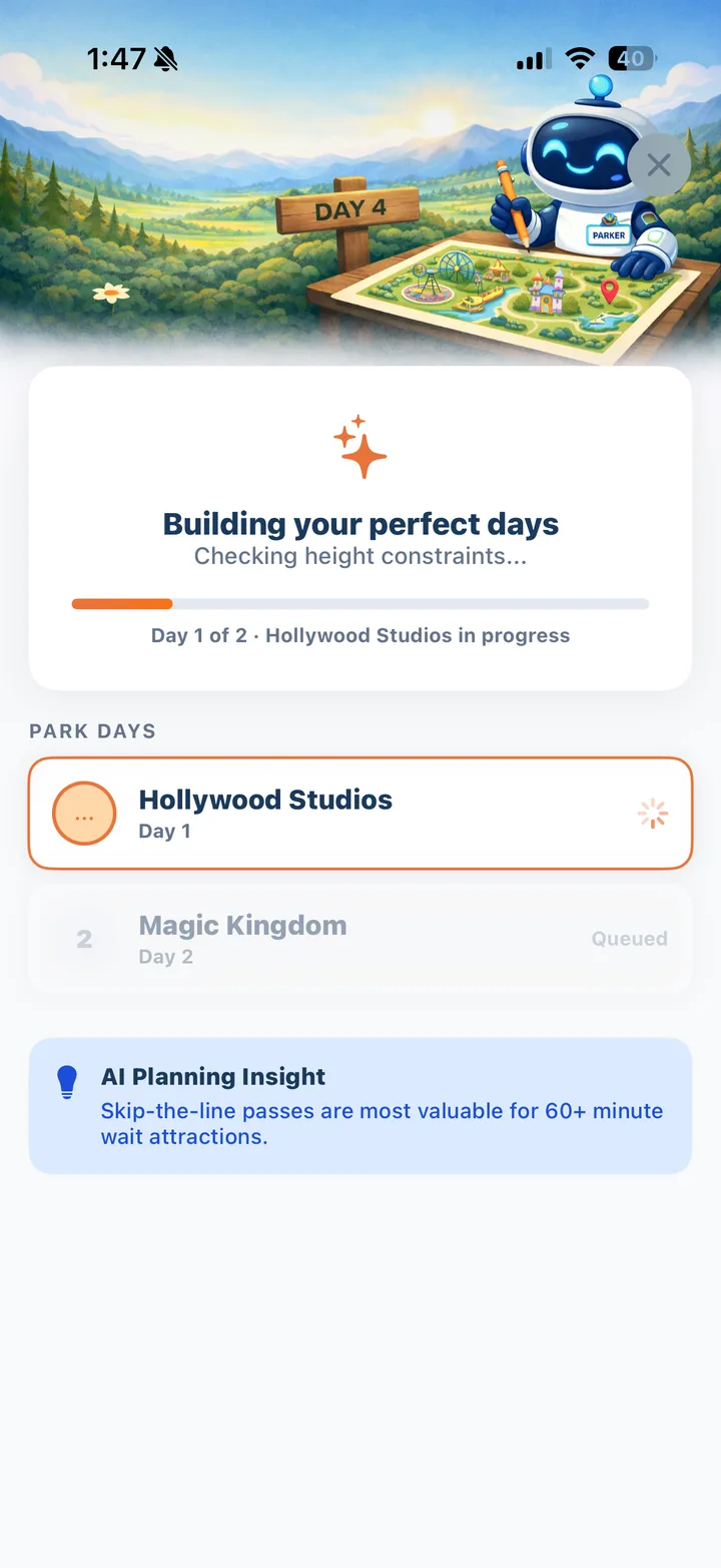 AI building the day plans, checking height constraints